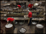 Fixing old barrels at Speyside Cooperage