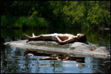 First really hot summerday - Martin sunbathing in lake Toftasjön