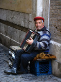 Accordianist on vicolo della Pace, closeup<br/> .. R9603