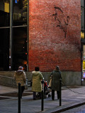 The bull, symbol of Torino, in brick wall of the Teatro Regio .. 1947