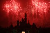 Sleeping Beauty Castle Red Fireworks Negative