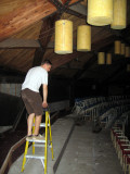 brian grabbing a sound absorber