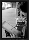 Sicily - Paintress in the cloister of the Duomo di Monreale