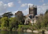 Hereford Cathedral from across the Wye
