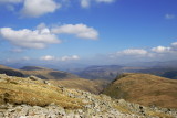 looking back from Green gable; L to R Skiddaw, Blencathra, Helvellyn ridge