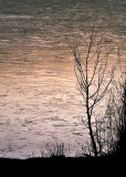 Sunset over Frozen lake