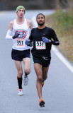 5 Mile Race - Knox Robinson (front) and Joshua Perks battling for the win.  Perks won the race in 27:06.