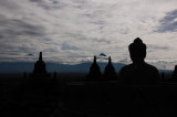 Borobudur, Merbabu on the left, Merapi Volcano on the right