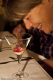 8. Eskta cocktail cremé på flinga- chutney på älggräs, wisky, morot, smulor på prima blå, rapsolja.