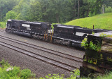 a pair of SD80Macs lead a coaltrain Eastbound