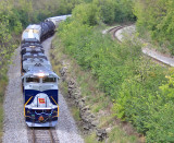 NS 111 creeping around the curve near SJ Tower, following 179 into Danville 