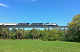 NS 111 crosses the bridge at Pope Lick, with the Wabash 1070 on the point 