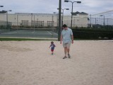 Mike and Jack in the volleyball court