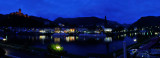 cochem, mosel, germany by night in panorama style
