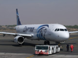 1224 29th January 09 Egyptair A321 pushing at Sharjah Airport.jpg