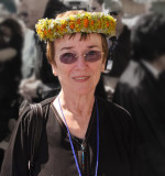 Nancy Crays in Abha Suq Wearing Flower Mans Headdress