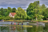 Rowers and coach passing Bisham