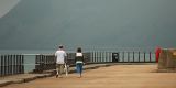 Walking into the mist, West Bay