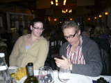 Uncle Paul in deep concentration while Jen looks on