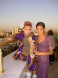 Mother & daughter - viewing platform of monument to Turkmenbashi