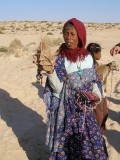We visit a Berber camp in the desert - mother & daughter (with fox kit)