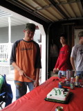 Chris ready to cut his cake