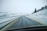Deep snow on I-90 West of Butte Montana