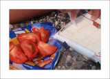 Improvised greek salad on the beach