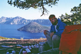  Kelty Kid  Norm Cooking With View Of Crater Lake