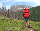 Me,, Hiking WIth 70s Vintage Kelty Toward Milham Pass