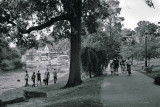 Walking near boathouse row 