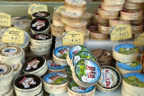 Camembert cheeses at the market