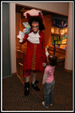 Captain Hook is HIGHLY displeased with Kylies autograph book, because Tinkerbell is on the cover. He put up a very large fuss.