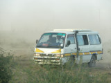A matatu on the road to Mombasa - lots of construction, very dusty!
