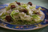 Blue Cheese Caesar Salad with Pumpernickel Croutons