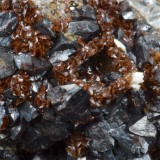 Ankerite on thin quartz epimorph of fluorite with sphalerite. Barneycraig Mine.