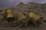 Ladakh-Flood. Uprooted prayer wheels