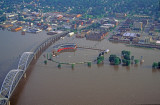 (STRE21) Flooding along the Mssissippi River at John ODonnell Stadium in Davenport, IA (1993)  Now known as Modern Woodman Park
