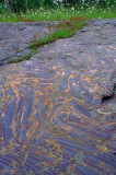 (SG48) Archean, Soudan Banded Iron Formation showing two periods of  foldng, Tower Soudan Mine, MN