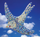 blue bird in sky mosaic