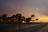 Rainy night at Fabulous 40 Motel on Route 66, Adrian, Texas, next to the Midway Caf