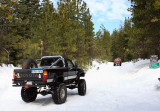 Hardy pickups brave the Inskip-to-Butte Meadows portion of the Skyway