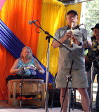 Members of Loping Wolf  wood flute and drum circle
