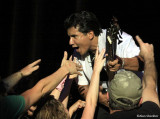 Jojo Garza leans into the crowd