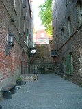 We saw several people start to go into this alley, look at the stairs on the other end, and turn around