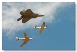 F-22 Raptor, P-51 & F-86 formation flight