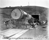 Btry Townsley, 1939. Installing 16-inch gun barrel