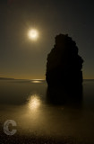 Ladram bay lit by the moon