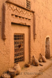 Sheep head at window in an alley at historic Kasbah Amerhidil in Skoura Morocco