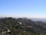 Griffith Park observatory with downtown LA